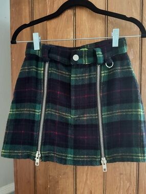 Women’s Tunnel Vision Weetzie Zip-Pleat Plaid Mini Skirt, Size XS